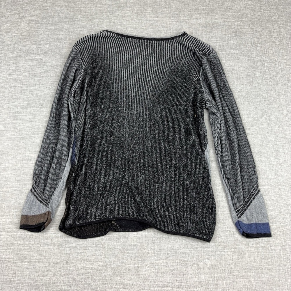 NIC+ZOE Sweater Womens PL Grey Striped Crew Neck Raglan Pullover Knit - Picture 8 of 9